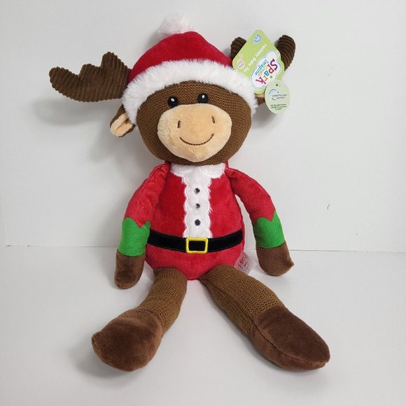 Spark Create Imagine Knit Plush Christmas Santa Moose Rattle Crinkle Holiday New - Picture 1 of 16